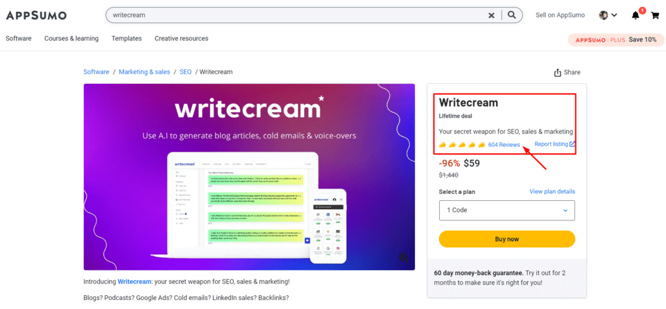 writecream lifetime deal