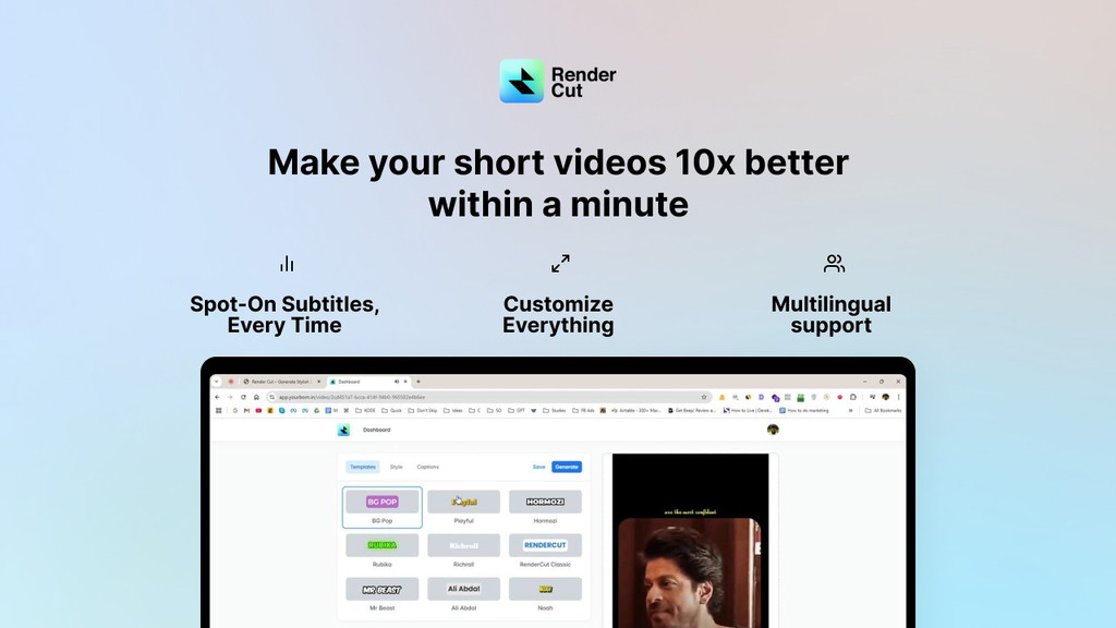 Rendercut - Ai Short Videos maker with lifetime deal